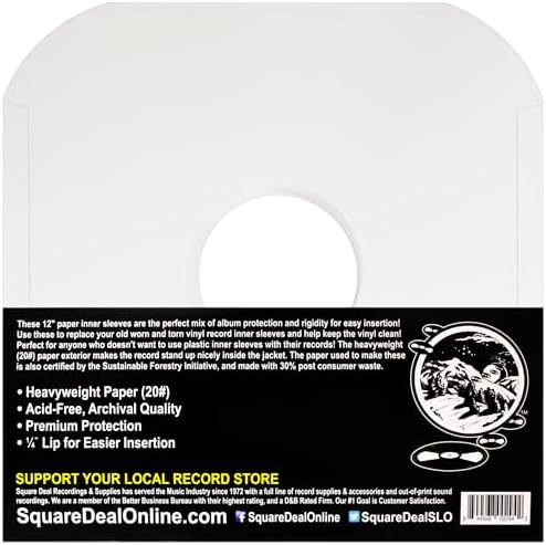 (100) Archival Quality Acid-Free Heavyweight Paper Inner Sleeves for 12" Vinyl Record Albums #12IW - Image 2