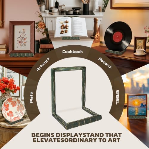 BEGINS Plate Stands for Display Hand-Forged, Solid Vintage 8-Inch Plate Display Stand, Decorative Metal Plate Holder for Book, Platter, Plaque, Photo Frame, Tabletop Art (Sage Green) - Image 4