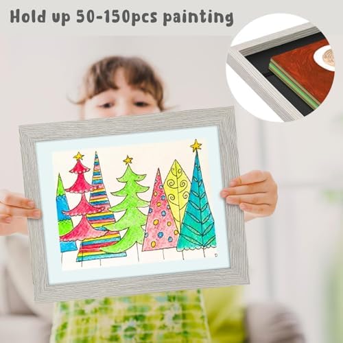 4 Pack 10x12.5 Front-Opening Kids Artwork Frames Changeable (Grey) - Image 5