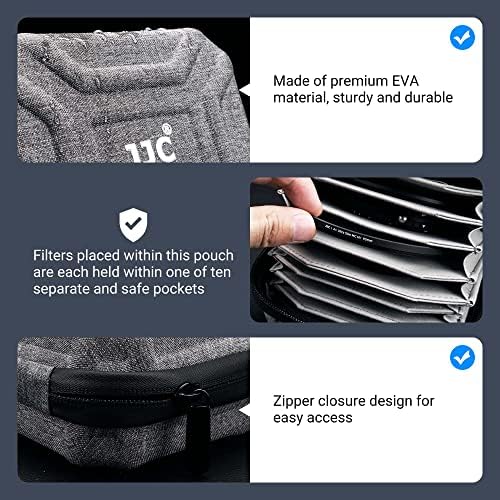 JJC 10 Pockets Hard Shell Lens Filter Bag Up to 95mm, Water Resistant & Dustproof, Camera Filter Pouch Carrying Case for Photography Round Filter with Microfiber Cleaning Cloth - Image 3