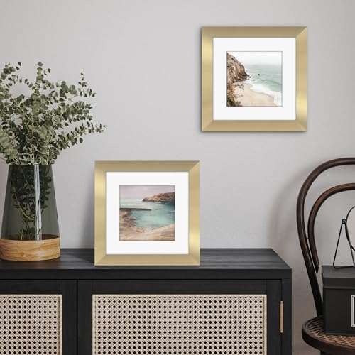 Americanflat 9x9 Picture Frame - Matted to 6x6 - Engineered Wood - Gold - Image 4