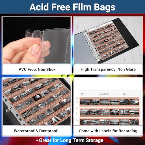 Acid Free Film Negative Binder - 3 Ring Binder with 60 Pack 35mm Negative Sleeves for Film Storage, Up to 2520 Frames, 35mm Film Holder, Film Camera Accessories - Image 3