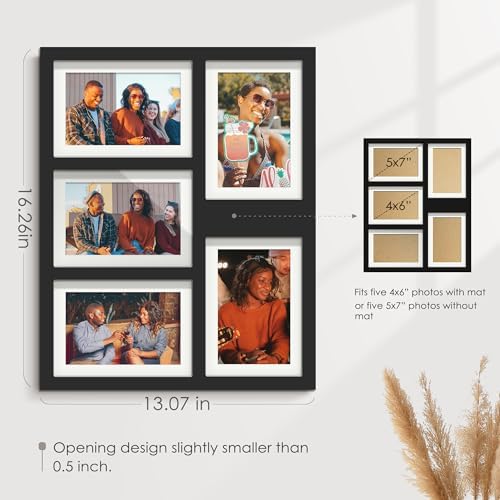 DUENPY 5x7 Collage Frame Holds 5 4x6 Photos Black - Image 3