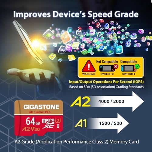 【For Switch 1 Only】GIGASTONE 64GB Micro SD Card, 4K Game Pro, MicroSDXC Memory Card for Gaming Console, Security Camera, UHD Video, up to 95/35MB/s, UHS-I U3 A2 V30 【5-Years Data Recovery】 - Image 7