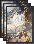Fxojyvo 15x21 Picture Frame Set of 3 Black Engineered Wood Wall Hanging by Fxojyvo