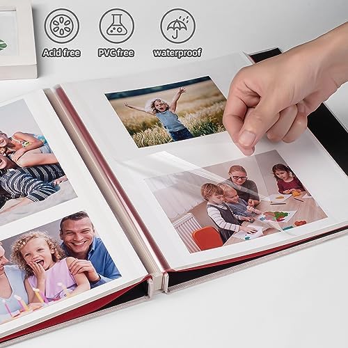 HoneyTolly Large Photo Album Self Adhesive, DIY Scrapbook Album for 3x5 4x6 8x10 Pictures, 60 Pages Linen Cover Memory Book, Ideal Gift for Family Wedding Baby Christmas Anniversary(Beige) - Image 5
