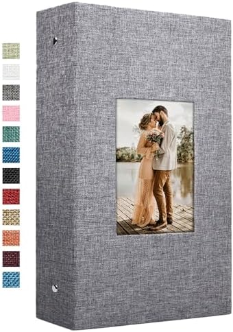 Vienrose 4x6 Photo Album,420 Pockets,Linen Cover with Window,Grey by Vienrose