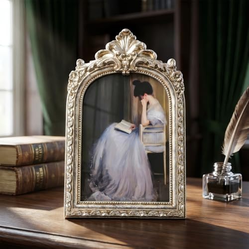Cuspin 4x6 Silver Arch Picture Frame Vintage Ornate Resin Frame - Image 7