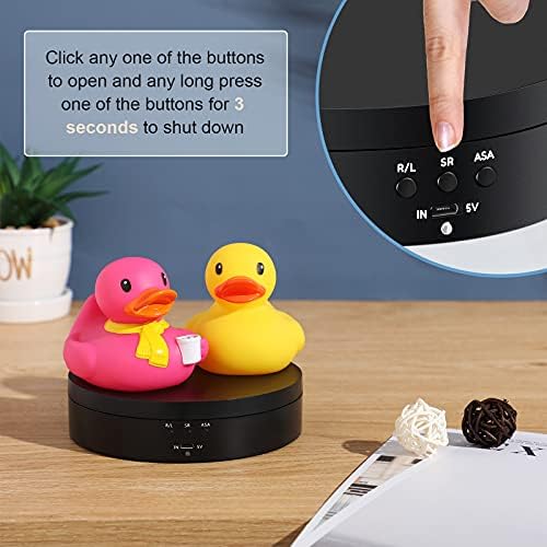 Hicarer 360 Rotating Display Stand Turntable USB Powered, Black, Mirror - Image 6