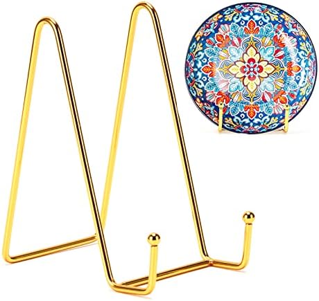 Kruodop 6 Inch Plate Stands for Display, 3 Pack Plate Holder Display Stand, Gold Metal Frame Easel Holder Stand for Pictures,Book, Photo, Decorative Plate by Kruodop