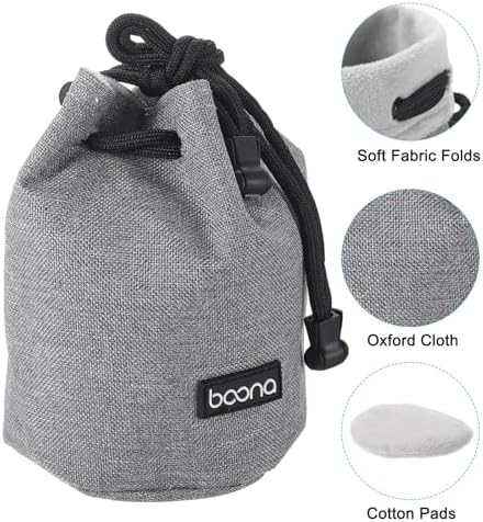 PATIKIL Soft Drawstring Lens Case, Lens Pouch Bag with Cotton Pad, Grey - Image 3