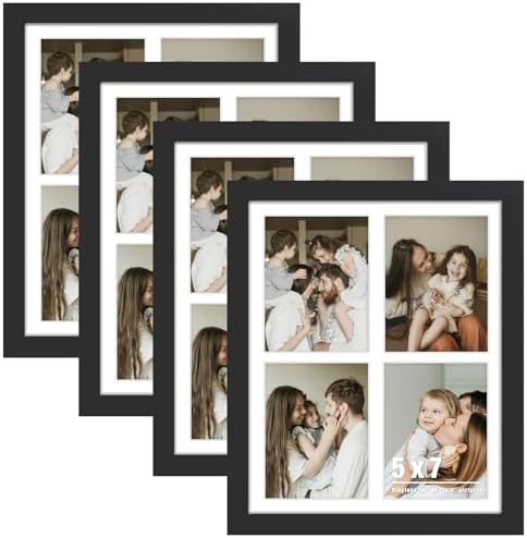 DUENPY 4 Pack 12x16 Collage Frame For 4 5x7 Photos Black by DUENPY