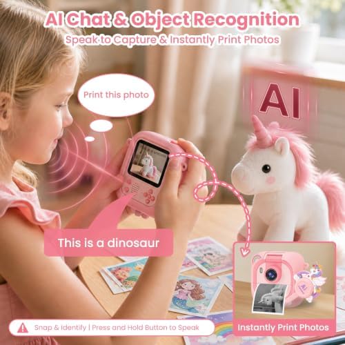 FamilyKit AI Kids Camera Instant Print with 3 Rolls Print Paper & 32G Card - Image 4