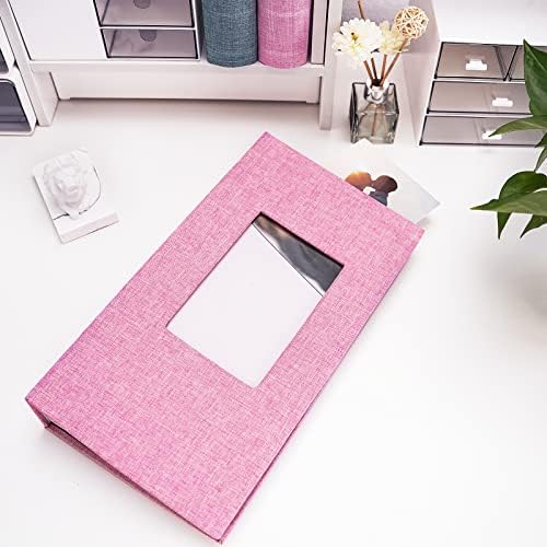Vienrose 4x6 Photo Album,420 Pockets,Linen Cover with Window,Pink - Image 2