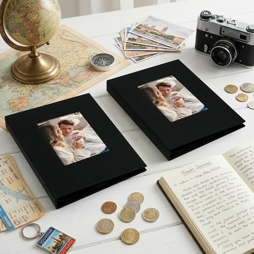 Small 4x6 Photo Album 24 Pockets Linen Cover Black 2 Pack - Image 6