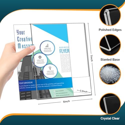 Acrylic Sign Holder 5x7 Inches, 16 Pack Clear Plastic Table Paper Display Stand, L-Shape Vertical Menu Holder Stand, Clear Picture Photo Flyer Display Stand for Restaurants, Store Show, Office Desktop - Image 3