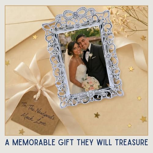 2x3 Mini Picture Frame: Silver Scrollwork + Clear Rhinestones - Image 4