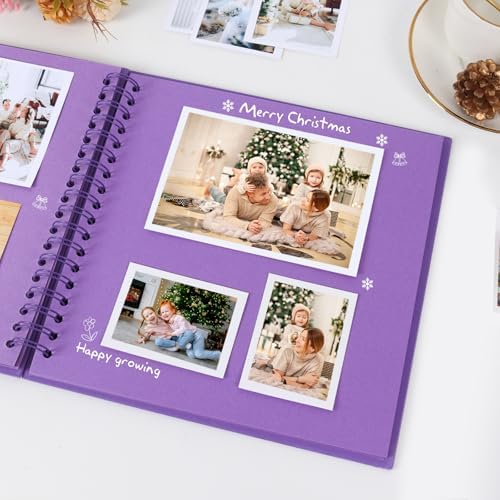 RECUTMS 12x12 Scrapbook 60 Pages Kraft Paper DIY Family Album Dark Purple - Image 2
