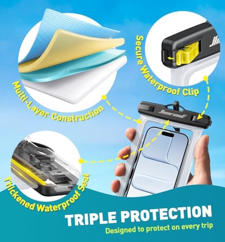 Hiearcool Waterproof Phone Pouch, Waterproof Phone Case, 2-Pack Clear - Image 6