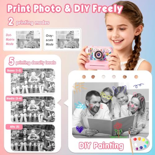Kids Camera, Upgrade Kids Camera Instant Print, Front Rear Dual Selfie Digital CAM with 1080P Videos, Portable Travel Toy with Games and Music, Christmas Birthday Gift for Boys, Girls and Teens - Image 5