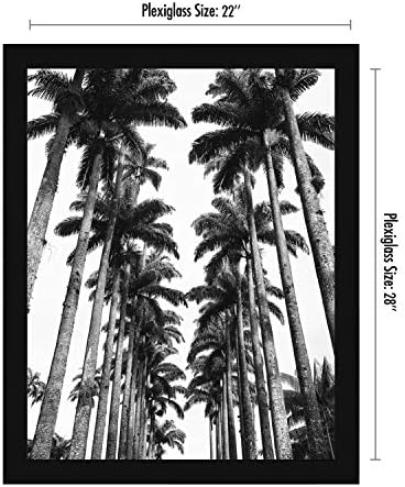 Americanflat 22x28 Poster Frame - Black Engineered Wood with Polished Plexiglass - Wide Picture Frame for Vertical or Horizontal Wall Display - Epic Collection - Black - Image 2