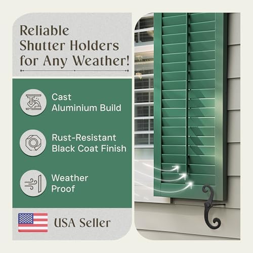 Renovators Supply Manufacturing Decorative S Style Window Shutter Dogs, Cast Aluminum, Rust Resistant Powder Coated, Includes Mounting Screws, 6.5 Inches, Pack of 50 Pairs - Image 2