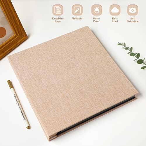 Spbapr Large Photo Album Self Adhesive Linen Cover Magnetic Scrapbook Album DIY Scrap Book 60 Black Sticky Pages for 4x6 5x7 8x10 10x12 Pictures with A Metal Pen - Image 2