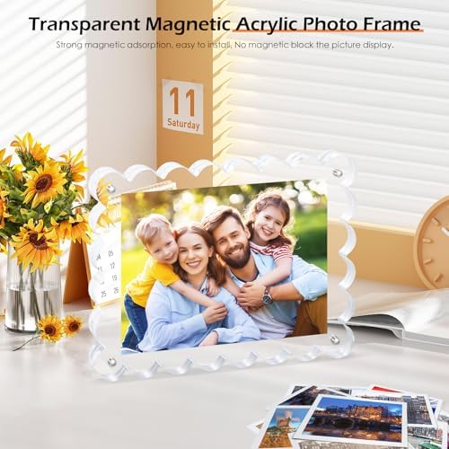 Chivalral 6x8 Scalloped Acrylic Photo Frame 3 Pack,12+12mm Desktop Holders - Image 4