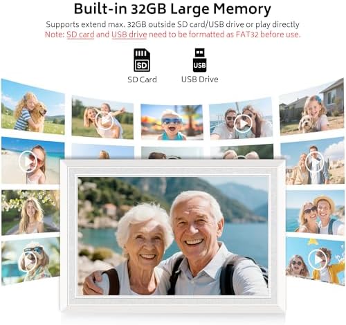 Uhale 10.1 Inch Digital Picture Frame 32GB Momery White WiFi Electronic Photo Frame IPS HD Touch Screen Display Share Photos/Videos Instantly Anywhere Gifts for Mom Dad Grandparents - Image 3