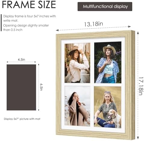 DUENPY 12x16 Collage Frame For 4 5x7 Photos Wood Color - Image 2