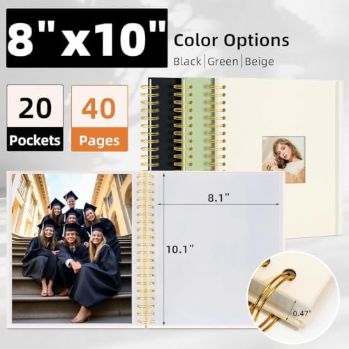 8x10 Photo Album 20 Pockets Linen Cover Kids Artwork Green - Image 4