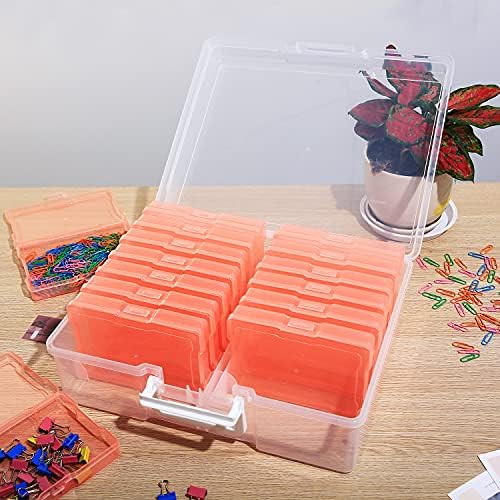 4" x 6" Photo Storage Case with Handle, 16 Inner Photo Organizer Keeper, Extra Large Storage Picture Boxes, Seed Storage, Transparent Craft Keeper (Orange) - Image 7