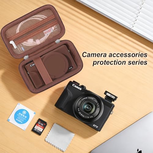 BOVKE Hard Case + Silicone Cover for Canon Powershot G7 X Mark III, Brown - Image 6