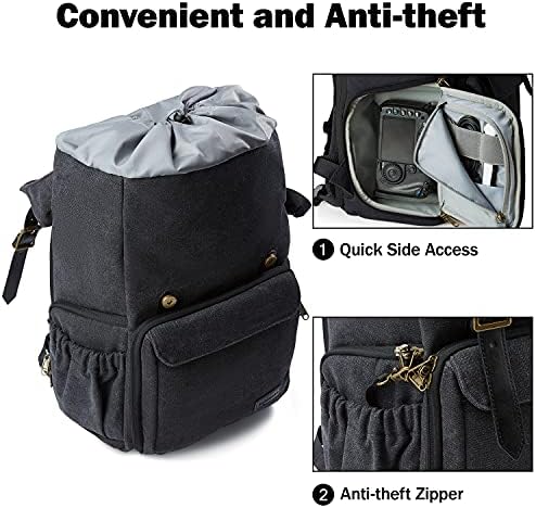 BAGSMART Camera Backpack, Large DSLR/SLR Waterproof Photography Bag Fit up to 15" Laptop with Tripod Holder, Waist Belt and Rain Cover, Black - Image 4