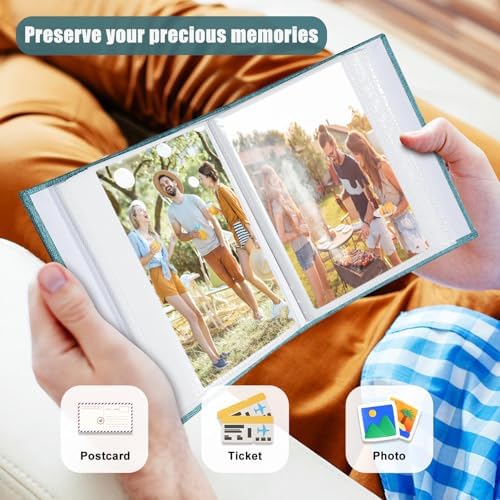 Photo Album 4x6 100 Pockets, Linen Cover Top Loader Vertical, Slip-in Picture Sky Blue Pockets Albums for Wedding, Family, Anniversary, Baby, Vacation - Image 4