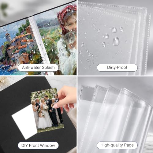 Aevdor 11x14 Photo Album and Art Portfolio, 64 Photos, Linen Cover, Black - Image 6
