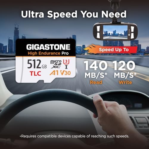 [5-Yrs Free Data Recovery] GIGASTONE 512GB Micro SD Card, TLC High Endurance Pro, Speed Up to 140/120 MB/s, Compatible with REDTIGER Rove VIOFO VANTRUE PRUVEEO Dash Cam, MicroSDXC UHS-I A1 V30 U3 - Image 2