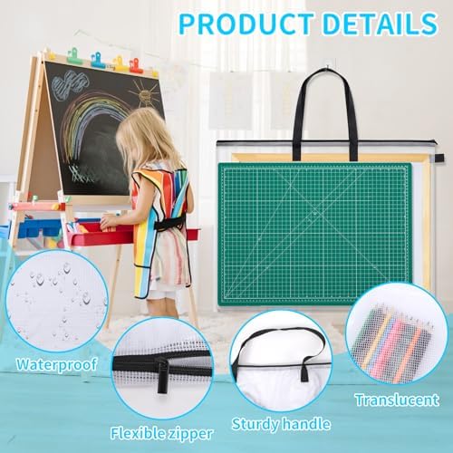 YOPCDJ 25x19 inches Art Portfolio Case, Storage Chart Art Portfolio Bag with Handle, Zippered Storage Folder for Bulletin Board, Poster, Scrapbook, and Keepsake - Image 3