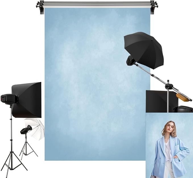 Kate 5x7ft/1.5x2.2m Blue Backdrop Texture Baby Blue Portrait Photo Shoot Studio Props by KateBackdropforPhotography