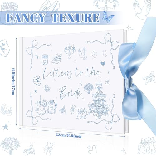 Wedding Guest Book Letters to Bride 8.5x7 Inch,Blue,Bow - Image 2