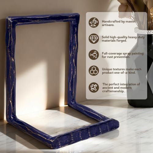 BEGINS Plate Stands for Display Hand-Forged, Solid Vintage 8-Inch Plate Display Stand, Decorative Metal Plate Holder for Book, Platter, Plaque, Photo Frame, Tabletop Art (Blue) - Image 3
