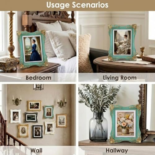 Vintage Picture Frame 5x7, Antique Ornate Unique Photo Frame Décor, Teal - Image 7