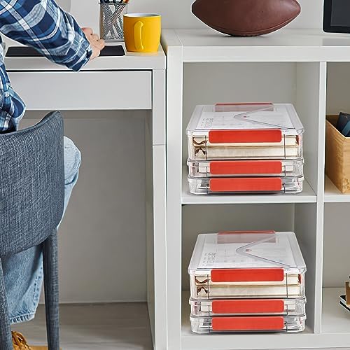 Set of 3 Portable Paper Storage Box Organizer, 9" X 13" Clear Plastic File Storage Box with Lids, Stackable Document Box Project Case for Organizing A4 File Paper, School Supply, Craft - Image 7