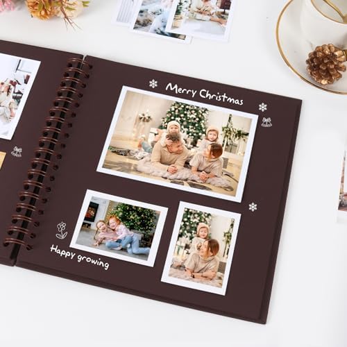 RECUTMS 12x12 Scrapbook 60 Page Kraft Paper DIY Travel Kids Album Coffee - Image 2