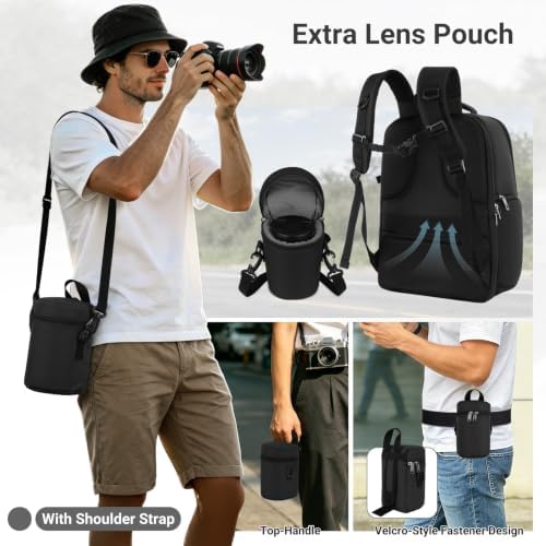 MOSISO Camera Backpack,Photography Camera Bag with Lens Pouch,Black - Image 6