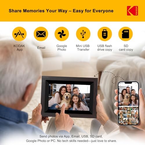 KODAK 10.1 Inch WiFi Digital Picture Frame with 32GB Storage, Electronic Smart Digital Photo Frame 1280x800 IPS Touch Screen, Auto-Rotate, Share Moments Instantly Gifts for Women Mothers Day Christmas - Image 6