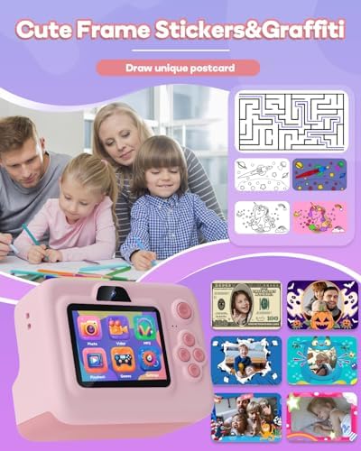 Dylanto Kids Camera Instant Print,1080P Kids Instant Cameras that Print Photos,Christmas Birthday Gifts for Girls Age 3-12,Portable Toy for 3 4 5 6 7 8 9 10 Year Old Girls Boys Pink - Image 3