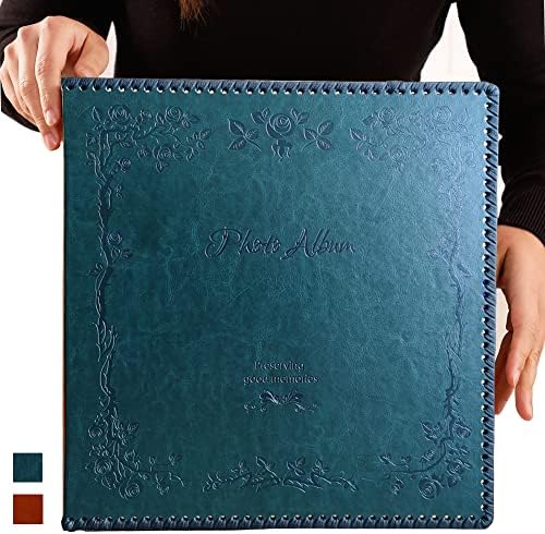 Photo Album Self Adhesive Pages, Large Magnetic Self-Stick Picture Album with Leather Vintage Inspired Cover, DIY Albums Holds 3X5, 4X6, 5X7, 6X8, 8X10 10X12 Photos (Darkgreen 40 Pages) by Totocan