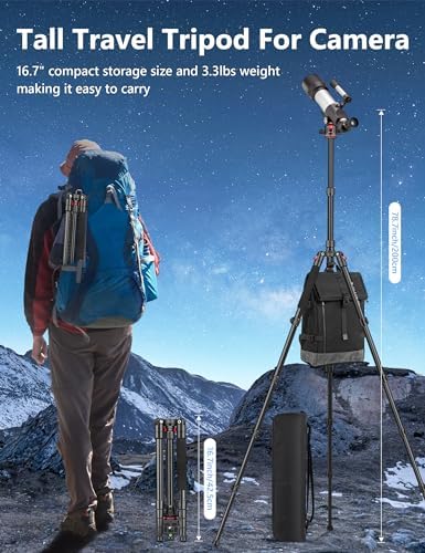 78" Porfessional Tripod for Camera & Phone, Victiv Aluminum Tripod Monopod - Image 4