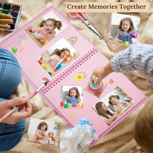Scrapbook Photo Album 7"x7" 20 Sheets 40 Pages Hardcover Kraft Paper Khaki - Image 3
